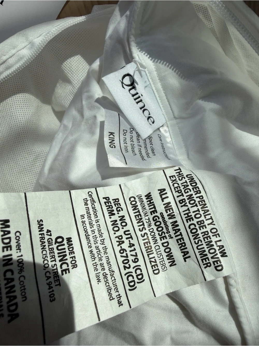 NWT Quince Luxe Goose Down Pillow King Size 750 Fill Power Soft/Med
